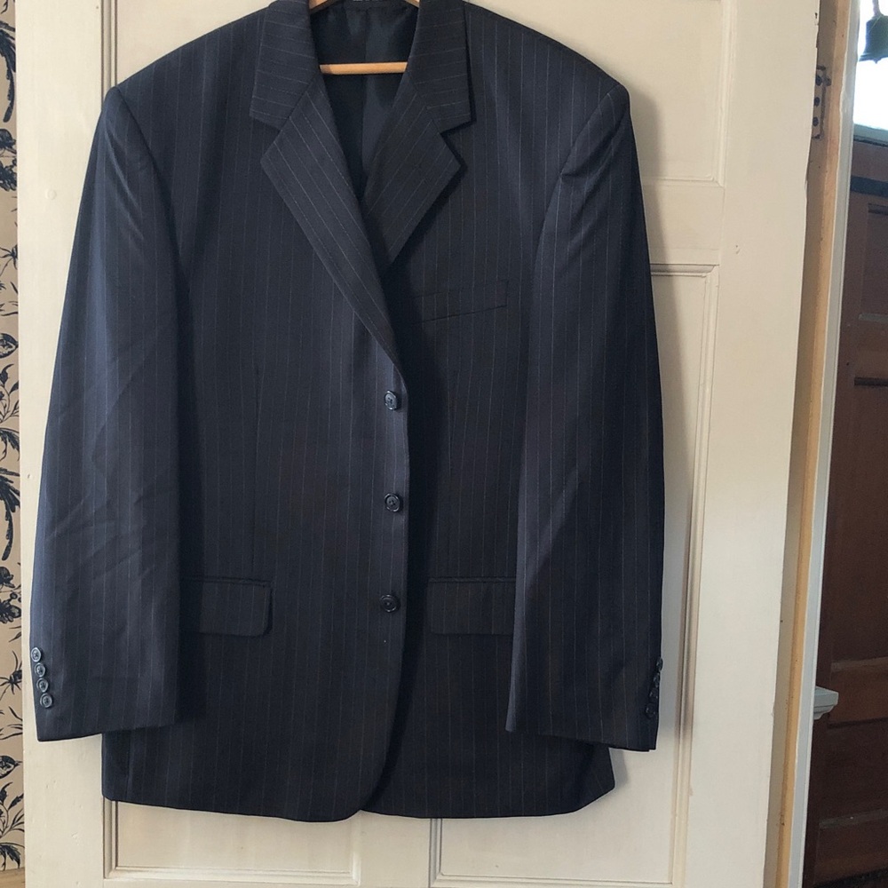 George Men's Black Pinstripe Suit Jacket